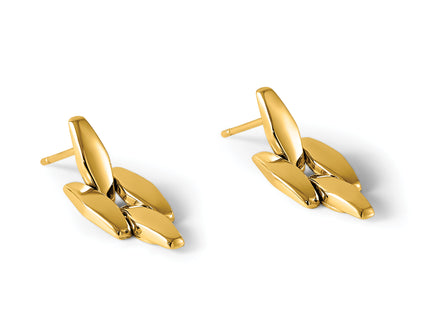 14K Polished Fancy Link Geometric Dangle Post Earrings