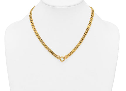 14k Polished Flat Curb Link with Center Circle Element Necklace (Style SF3213-18)