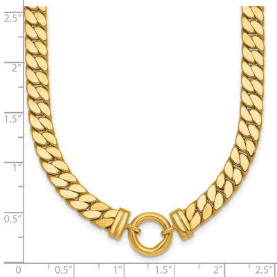 14K Polished Flat Curb Link with Center Circle Element Necklace
