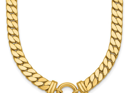 14k Polished Flat Curb Link with Center Circle Element Necklace (Style SF3213-18)