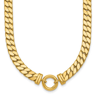 14k Polished Flat Curb Link with Center Circle Element Necklace (Style SF3213-18)