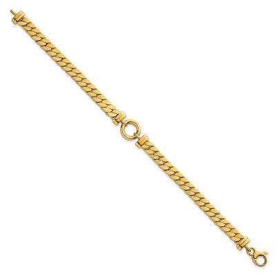 14K Polished Flat Curb Link with Center Circle Element Necklace