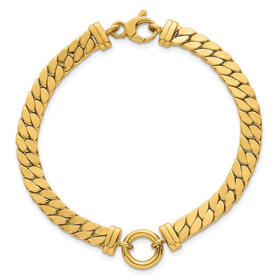 14K Polished Flat Curb Link with Center Circle Element Necklace