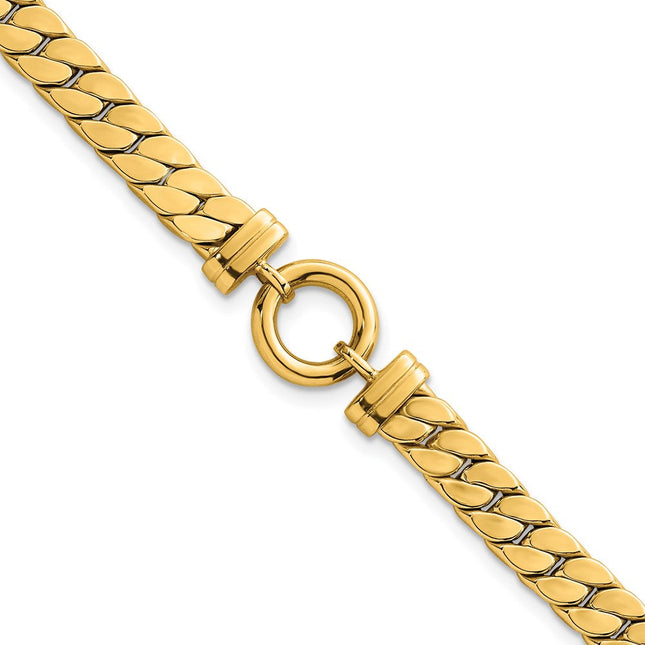 14k Polished Flat Curb Link with Center Circle Element 7. Necklace