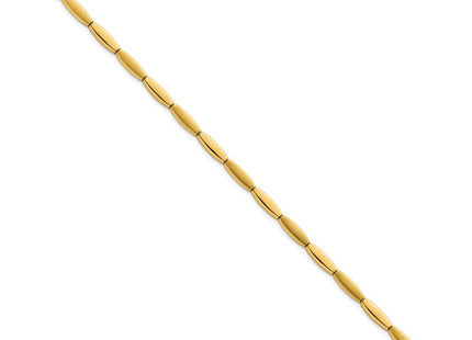 14k Brushed and Polished Fancy Oval Bar Link