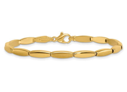14k Brushed and Polished Fancy Oval Bar Link