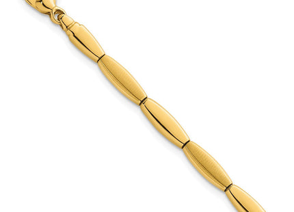 14k Brushed and Polished Fancy Oval Bar Link