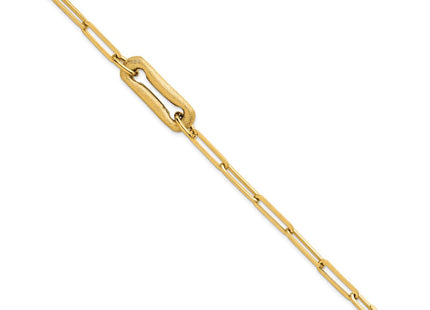 14k Polished And Brushed Paperclip Link 7. Necklace