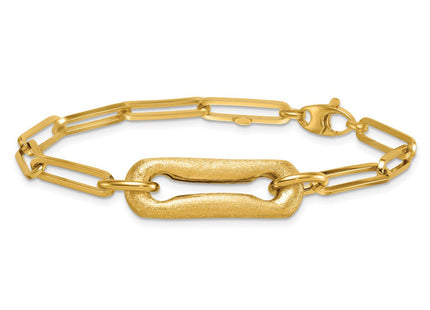 14k Polished And Brushed Paperclip Link 7. Necklace