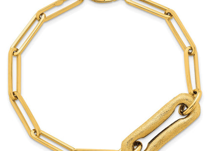 14k Polished And Brushed Paperclip Link 7. Necklace