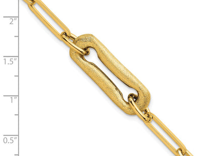14k Polished And Brushed Paperclip Link 7. Necklace