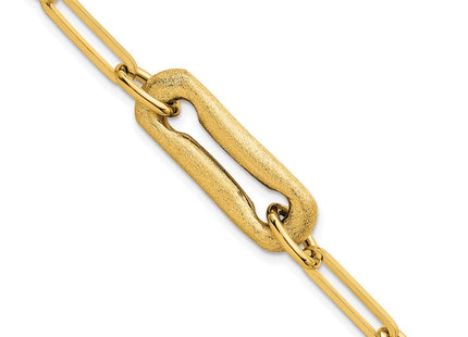 14k Polished And Brushed Paperclip Link 7. Necklace