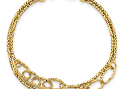 14K Polished and Textured Woven Double Strand with Oval Links