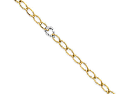 14k Two Tone Polished Fancy Curb Link With Teardrop