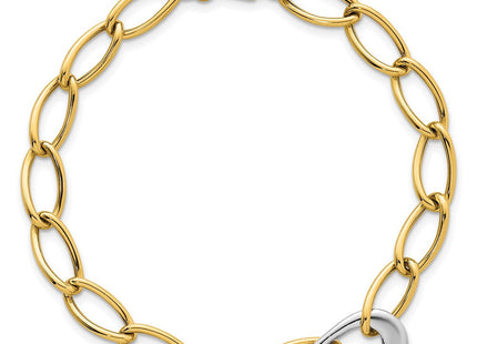 14k Two Tone Polished Fancy Curb Link With Teardrop