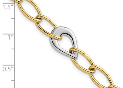 14k Two Tone Polished Fancy Curb Link With Teardrop