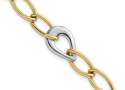 14k Two Tone Polished Fancy Curb Link With Teardrop