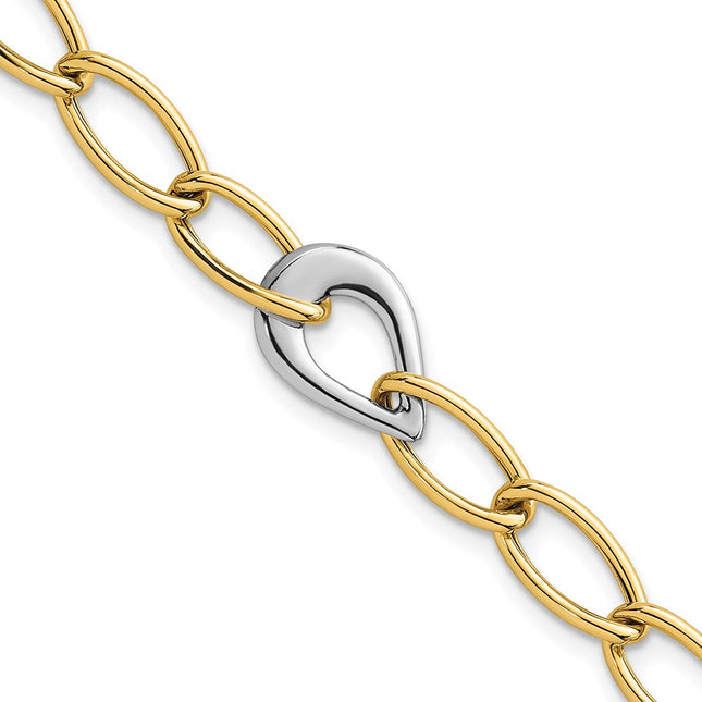 14K gold curb link teardrop necklace