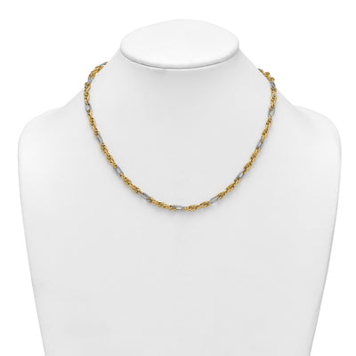 14K with White Rhodium Polished Fancy Rope Chain Necklace