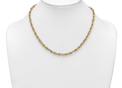 14k with White Rhodium Polished Fancy Rope Chain Necklace (Style SF3218-18)