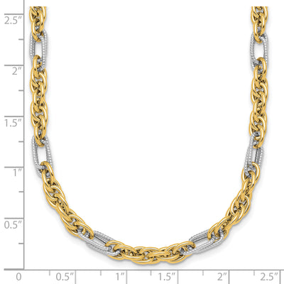 14K with White Rhodium Polished Fancy Rope Chain Necklace