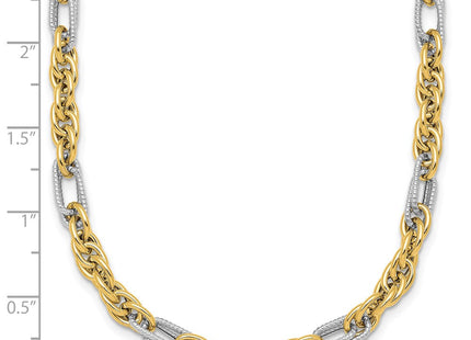 14k with White Rhodium Polished Fancy Rope Chain Necklace (Style SF3218-18)