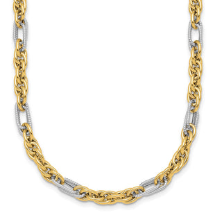 14k Yellow & Rhodium Chain Necklaces Style SF3218 - Classique Jewelry Inc.
