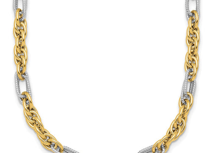 14k with White Rhodium Polished Fancy Rope Chain Necklace (Style SF3218-18)