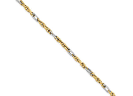 14k with White Rhodium Polished Fancy Rope Chain 7. Necklace