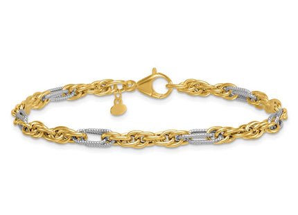 14k Yellow & Rhodium Chain Bracelets Style SF3218 - Classique Jewelry Inc.
