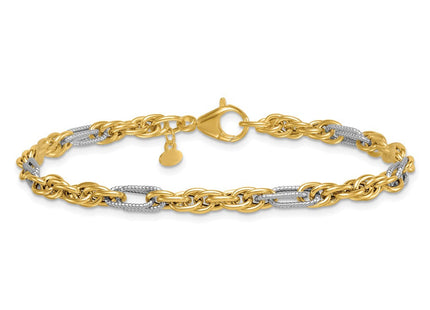 14k with White Rhodium Polished Fancy Rope Chain 7. Necklace