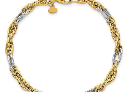 14k Yellow & Rhodium Chain Bracelets Style SF3218 - Classique Jewelry Inc.