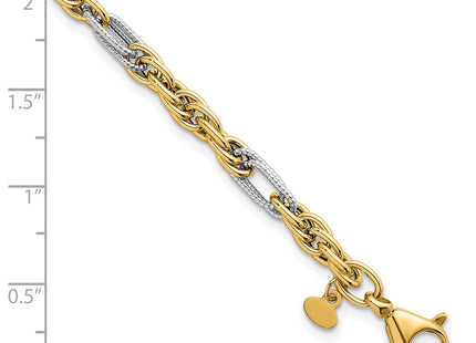 14k Yellow & Rhodium Chain Bracelets Style SF3218 - Classique Jewelry Inc.