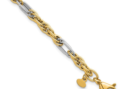 14k Yellow & Rhodium Chain Bracelets Style SF3218 - Classique Jewelry Inc.