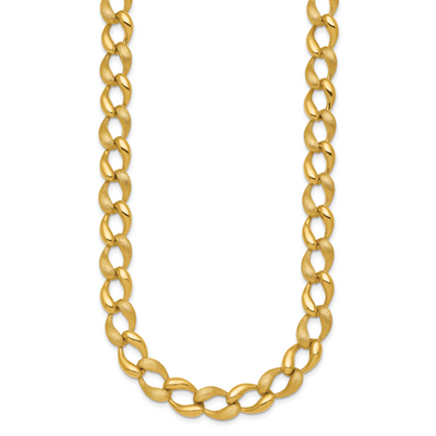14K Brushed and Polished Fancy Curb Link Necklace