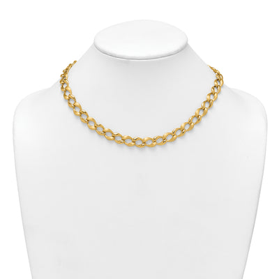 14K Brushed and Polished Fancy Curb Link Necklace