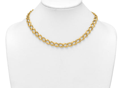 14k Brushed and Polished Fancy Curb Link Necklace (Style SF3219-17)