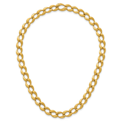 14K Brushed and Polished Fancy Curb Link Necklace
