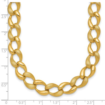 14K Brushed and Polished Fancy Curb Link Necklace