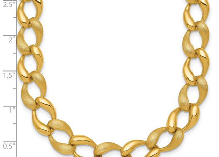 14k Brushed and Polished Fancy Curb Link Necklace (Style SF3219-17)