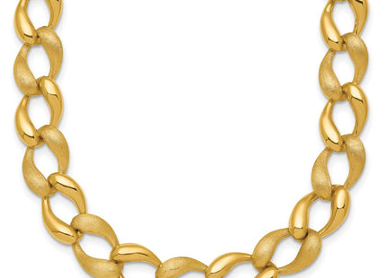14k Brushed and Polished Fancy Curb Link Necklace (Style SF3219-17)