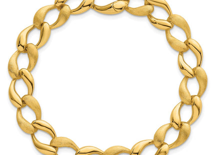 14k Brushed and Polished Fancy Curb Link Necklace