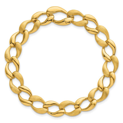 14K Brushed and Polished Fancy Curb Link Necklace