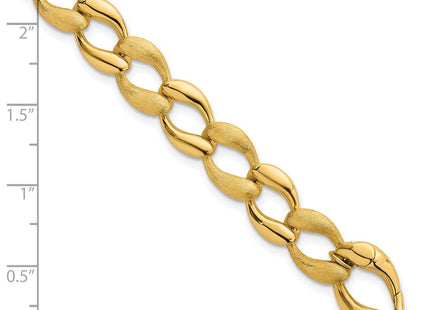 14k Brushed and Polished Fancy Curb Link Necklace
