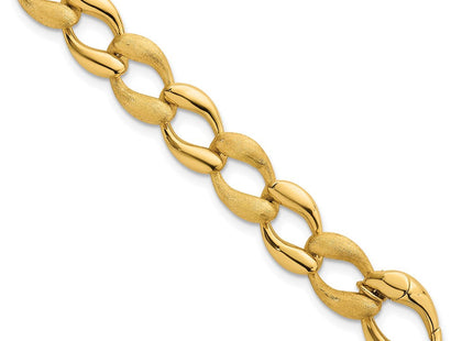 14k Brushed and Polished Fancy Curb Link Necklace