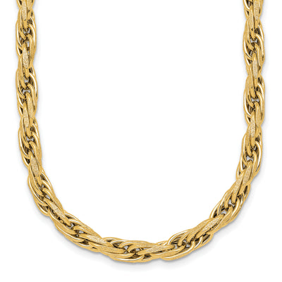 14K Polished And Textured Flat Rope Chain, 18.25 x 4.5mm