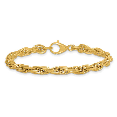 14K Polished And Textured Flat Rope Chain, 18.25 x 4.5mm