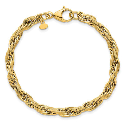 14K Polished And Textured Flat Rope Chain, 18.25 x 4.5mm