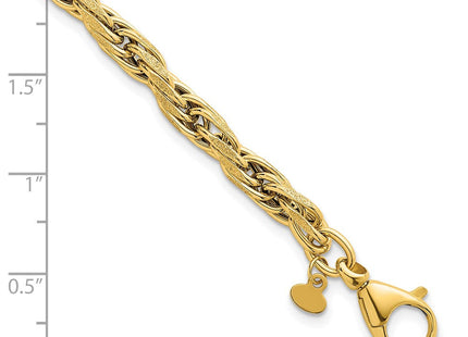 14k Polished And Textured Flat Rope Chain