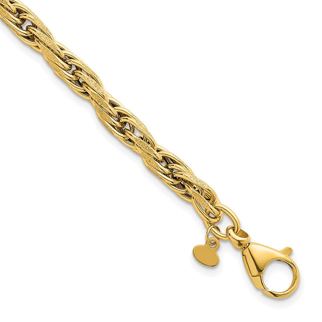 14k Polished And Textured Flat Rope Chain, 18.25 x 4.5mm